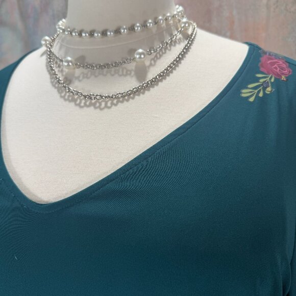 NEW 📌MN Neiman Marcus Teal Timeless Long Sleeves Plus Size Swing Dress - Picture 4 of 16